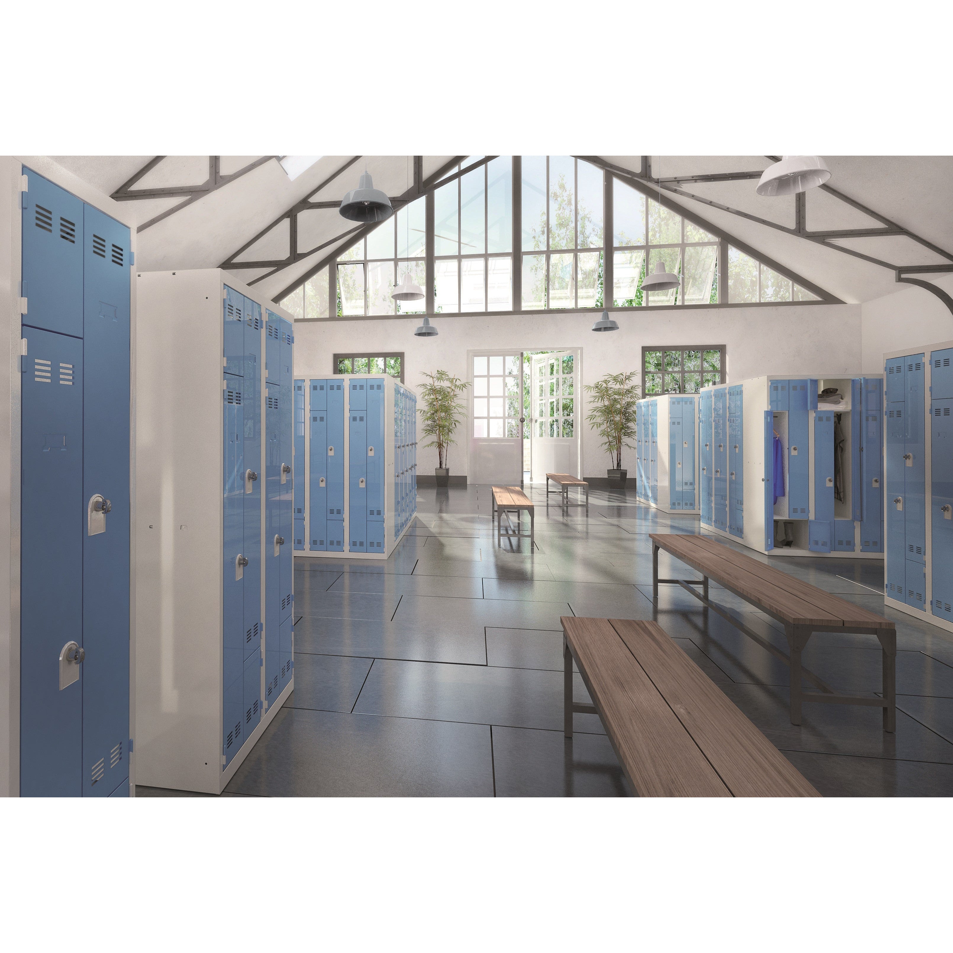 Vestiaires monobloc gain de place 1 colonne - Cadenassable