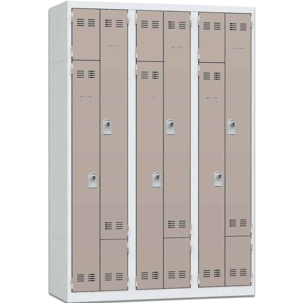 Vestiaires monobloc gain de place 3 colonnes - Serrure à clé