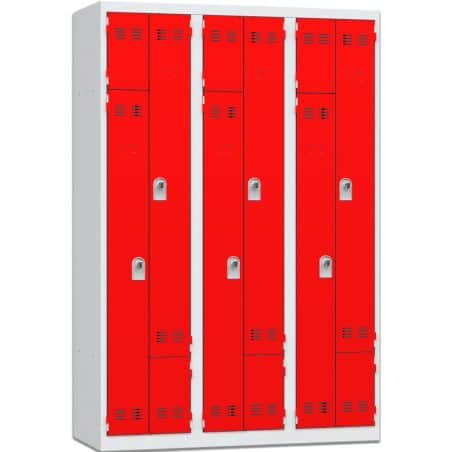 Vestiaires monobloc gain de place 3 colonnes - Serrure à clé