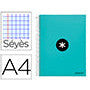 Cahier spirale Antartik A4 100g couverture rembordée Seyès sans bandes 4 trous 120f coloris menthe